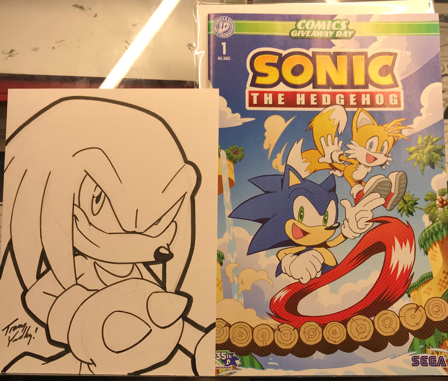 Knuckles sketch and comic set